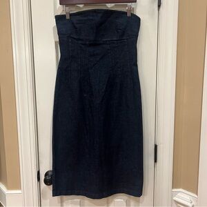 Vintage Y2K Betsey Johnson New York Denim Strapless Midi Dress